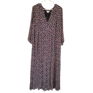 NWT J.Jill 3/4 Sleeve Prairie Floral Maxi Lined Dress with Pockets, Size 1X